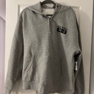 Old Navy Light Gray Quarter-Zip Hoodie Sweatshirt